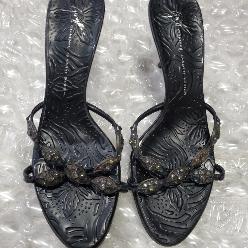Giuseppe Zanotti black /pewter heeled sandal